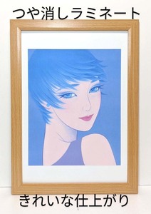Art hand Auction Ichiro Tsuruta(A Little Blue)全新 A4 相框哑光层压礼品附赠, 艺术品, 绘画, 其他的
