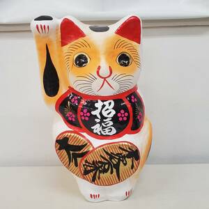 0117-211□招き猫 招福 大入 千客万来 猫 置物 インテリア 約30cm 現状品