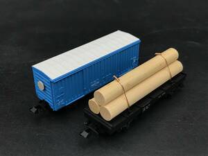 SE0116-10◆TOMIX 鉄道模型 ワム80000 チ1 木材運搬車 貨車 2点まとめて Nゲージ