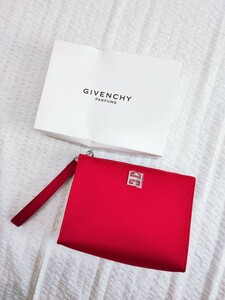 GIVENCHY ポーチ 未使用 レッド ジバンシィ 当時物 コレクション 化粧ポーチ シンプル かわいい ストラップ 箱付き レトロ雑貨(011202)