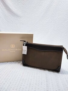 BALENCIAGA pouch unused Balenciaga fastener tag attaching 4-70 compact box attaching brown group Brown collection retro (122837)