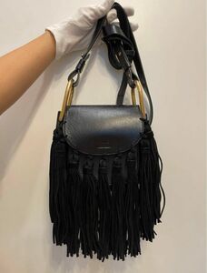 Chloe クロエ　フリンジ　オール レザー ショルダーバッグ 肩掛け　斜め掛け