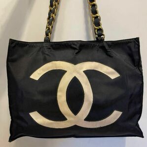 CHANEL シャネル デカココマーク ココマーク　ナイロントートバッグ　デカココロゴ　 ブラック チェーン