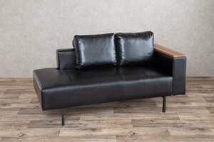 Vintage sofa 2 seater synthetic leather black color leather sofa 