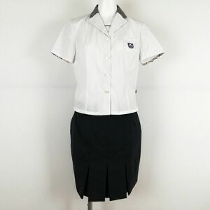 1円 韓国制服 セーラー服 スカート 上下2点セット 夏物 女子 学生服 中学 高校 白 制服 中古 ランクC KU1130