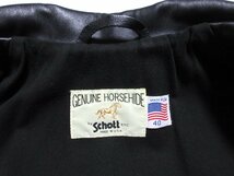 未使用に近い Schott 699H/7142 HORSE LEATHER JACKET/ BLACK ショット ホースハイド レザー ジャケット/40/ブラック/USA/アメリカ/米国製_画像4