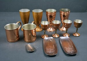 ★純銅・COPPER・マグカップ・茶さじ(今泉堂)・ゴブレット・コップ・おしぼり受け・いろいろ13点/良好