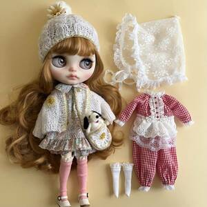 ＊Blythe outfit＊ ブライスサイズのお洋服と布花アクセサリーなどの1１点セット