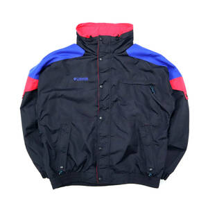 90 -х годов Винтаж Колумбия Колумбия Скидаддл Многоцветная нейлоновая куртка Черный красный синий открытый лагерь Используется шерсть L F6