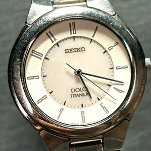 SEIKO セイコー DOLCE ドルチェ チタニウム 8J41-6180 腕時計 クオーツ アナログ 3針 ラウンド シェル文字盤 新品電池交換済み 動作確認済