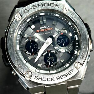 美品 CASIO カシオ G-SHOCK ジーショック G-STEEL ジースチール GST-W110D 腕時計 タフソーラー アナデジ 多機能 ステンレススチール