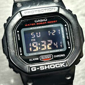 美品 海外モデル CASIO カシオ G-SHOCK ジーショック DW-5600HR 腕時計 クオーツ デジタル カレンダー 多機能 ブラック×レッド 動作確認済