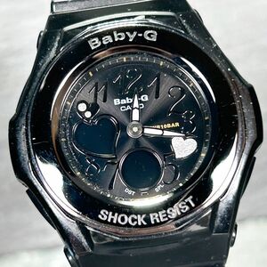 美品 CASIO カシオ Baby-G ベビージー BGA-102-1 腕時計 クオーツ アナデジ カレンダー 多機能 ブラック ステンレススチール ラバーバンド