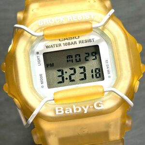 美品 CASIO カシオ Baby-G ベビージー BG-360 腕時計 クオーツ デジタル カレンダー 多機能 スケルトンイエロー ラバーベルト 動作確認済み