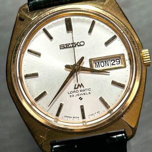 希少 SEIKO セイコー LM ロードマチック 5605-7000 腕時計 機械式 自動巻き カレンダー ヴィンテージ レザーベルト アナログ 23石 メンズ