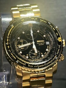 日本国内未発売 新品 SEIKO セイコー パイロット アラーム クロノグラフ 腕時計 SNA414P1 200M防水 ダイバーズウオッチ 回転ベゼル