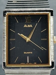 SEIKO セイコー ALBA アルバ V321-5050 アナログ 腕時計 3針 ブラック文字盤 ゴールド＆シルバー ステンレス メタルベルト 動作確認済み