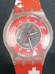 新品 SWATCH スウォッチ SWISS SKI スイススキー SUMK103 メンズ 腕時計 アナログ レッド スケルトン ラバーベルト 新品電池交換済み