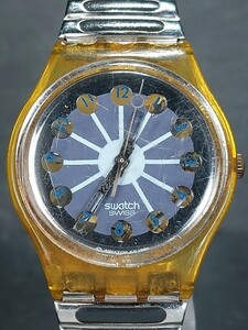 SWATCH スウォッチ BLUE SEGMENT S ブルーセグメント エス GK148 アナログ 腕時計 ブルー&シルバー文字盤 スケルトン 蛇腹ベルト クォーツ