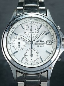 SEIKO セイコー ALBA アルバ 7T92-0EK0 アナログ 腕時計 クロノグラフ デイトカレンダー メタルベルト 新品電池交換済み 動作確認済み