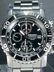 SEIKO セイコー CHRONOGRAPH クロノグラフ 7T62-0CV0 メンズ アナログ 腕時計 ブラック文字盤 カレンダー メタルベルト 動作確認済み