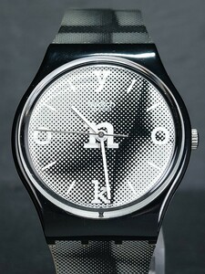 新品 SWATCH スウォッチ FILM NO 4 by Yoko One GB168 アナログ クォーツ 腕時計 3針 モノクロ ドット柄 電池交換済み 動作確認済み 箱付き