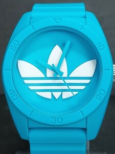 adidas アディダス サンティアゴ ADH6171 メンズ 腕時計 アナログ 水色 シアン ラバーベルト ステンレス 新品電池交換済み 動作確認済み