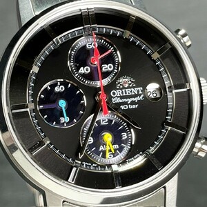 美品 生産終了 ORIENT オリエント スタイリッシュ＆スマート STYLISH AND SMART クロノグラフ ソーラー 腕時計 WV0061TY ブラック