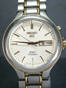 SEIKO セイコー AGS SPIRIT スピリット 5M23-6A50 メンズ アナログ 自動巻き 腕時計 3針 ホワイト文字盤 カレンダー チタン 動作確認済み