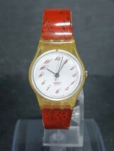 SWATCH スウォッチ スイス製 1992年 アナログ 腕時計 レッド ホワイト文字盤 スケルトン スモールサイズ 新品電池交換済み 動作確認済み_画像2