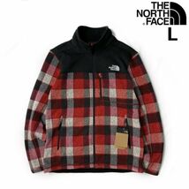 1円～!売切!【正規新品】THE NORTH FACE◆PRINTED LEO SWEATER フリース ジップアップジャケット US限定 日本未発売 厚手(L)赤 181024-55_画像1