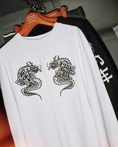 新品 ブラックアイパッチ blackeyepatch 2023 autumn dragon L/S TEE 白 XL 