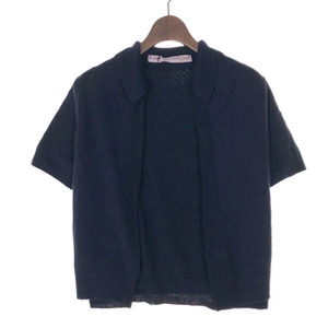  Comme des Garcons COMME des GARCONS short sleeves knitted Short cardigan bolero lady's navy [Y02039]