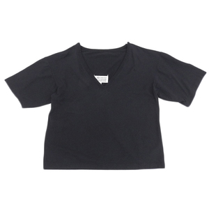 ◆美品◆ メゾンマルタンマルジェラ Maison Martin Margiela コットン オフショルダー Tシャツ レディース 黒 sizeM 2015SS [Y02716]