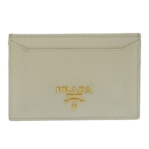 【最終処分】 プラダ PRADA レザー ロゴ カードケース レディース ベージュ [Y02742]