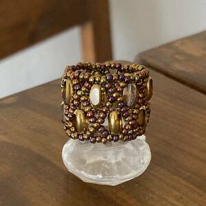 13-15 number jujube glass beads. a-ga il braided Brown × metallic Mix 
