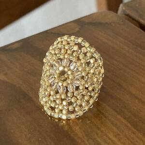 15-17 number beads ring ring hand made large round Gold 