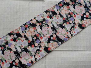  postage included * fundoshi * black ... water . 100 flower print. six shaku undergarment fundoshi 16×280cm[ undergarment fundoshi atelier ....]