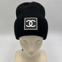 CHANEL シャネル 帽子 ニット帽 ビーニー ニットキャップ ココマーク 黒　ラバー　ブラック　ハット　海外並行輸入_画像4