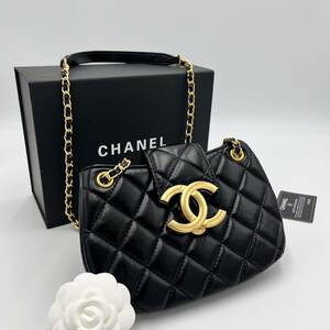 CHANEL シャネル チェーンショルダーバッグ マトラッセ ココマーク チェーン ブラック ハンドバッグ　黒　