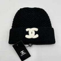 【FINAL SALE】　CHANEL シャネル　帽子 ニットキャップ ニット帽　ビーニー 黒　ブラック　ココマーク　海外並行輸入_画像1