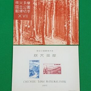 高品質/特価！/秩父多摩国立公園/タトウ付/小型シート/1955年/第1次国立/NH/シミ無/シワ無/カタ価5,000円/№494