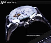 粋☆腕時計 メンズ JARAGAR▽海外ブランド 高級 自動巻き JAG540M3 S2 トゥールビヨン 本革 レザーバンド 機械式 Pc-73_画像9
