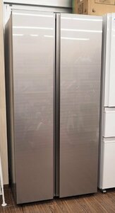 家財便限定 AQUA アクア 冷凍冷蔵庫 AQR-SBS48K 2021年製 容量 475L 両開き ガラスドア パノラマ オープン 冷凍・冷蔵分離 100kg越
