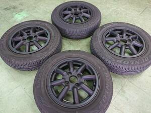 ブラックレーシング 4.5J PCD100 ＋35 145/80R13 ダンロップ 4本