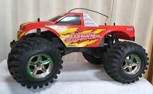 ［整理ジャンク品］TAMIYA テラクラッシャー 1/8 SCALE FACTORY ASSEMBLED GLOW-ENGINE R/C 4×4 CUSTOMIZED MONSTER TRUCK TERRA CRUSHER