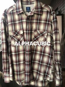 美品 ALPHACUBIC メンズチェックシャツ Lサイズ