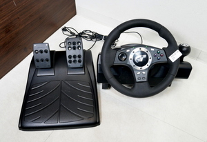 ▲(R512-A77)現状品◆ ロジクール Logitech DRIVING FORCE PRO E-UJ11 ドライビングコントローラー/プレステ2 PS2