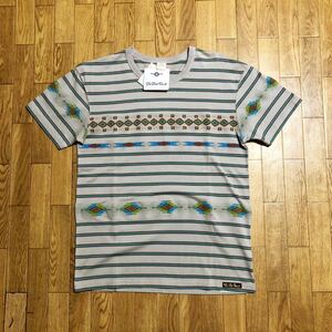 日本製 The Flat Head Tシャツ jacquard border グレー Lサイズ フラットヘッド ジャガード ボーダー