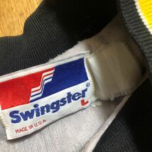 80s USA製 swingster ナイロンジャケット DUNLOP 黒 黄色 Lサイズ 古着 ヴィンテージ ダンロップ 企業系 刺繍_画像2